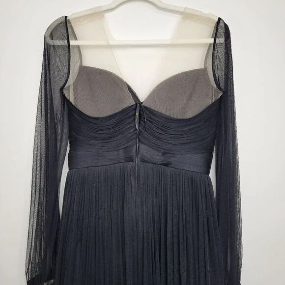 Cristallini Long Sleeve Silk Tulle Dress, Black L - Picture 7 of 12